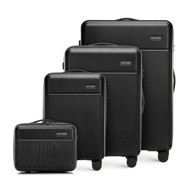 Komplet walizek z ABS-u z pionowymi paskami czarny