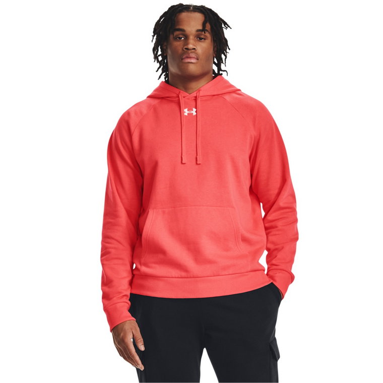 Męska bluza dresowa nierozpinana z kapturem Under Armour UA Rival Fleece Hoodie - koral