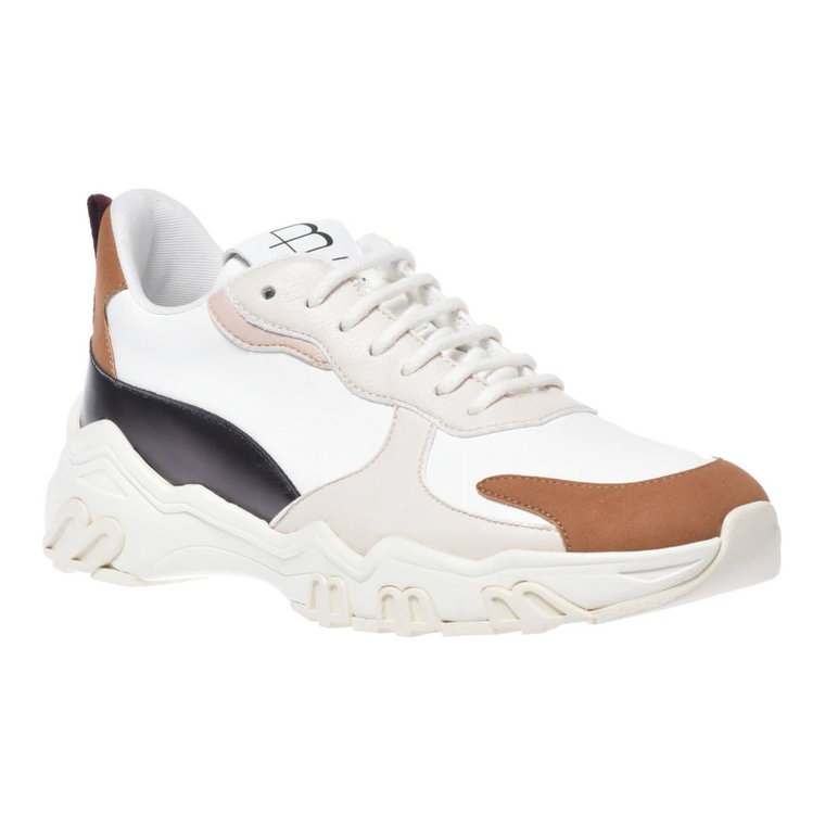 Trainer in tobacco and cream eco-leather Baldinini