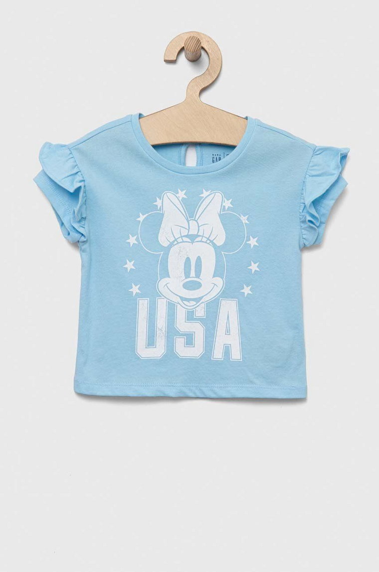 GAP t-shirt bawełniany dziecięcy x Disney kolor niebieski