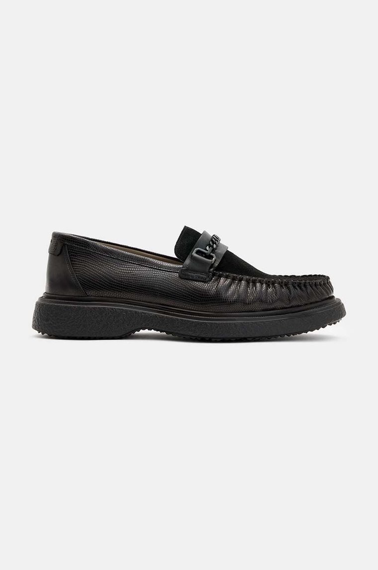 AllSaints mokasyny skórzane Gibbs Chain Loafer męskie kolor czarny M011FB