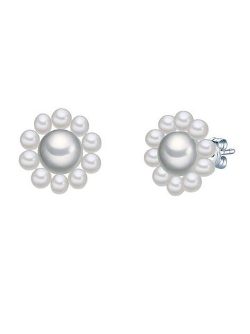 Yamato Pearls Srebrne kolczyki-wkrętki z perłami