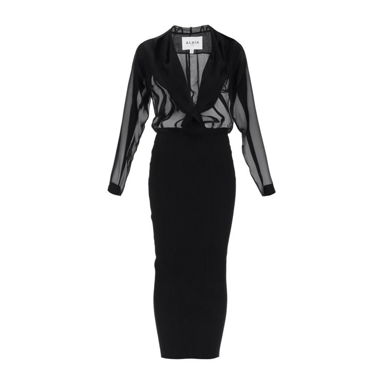 Elegancka Czarna Sukienka Midi Alaïa