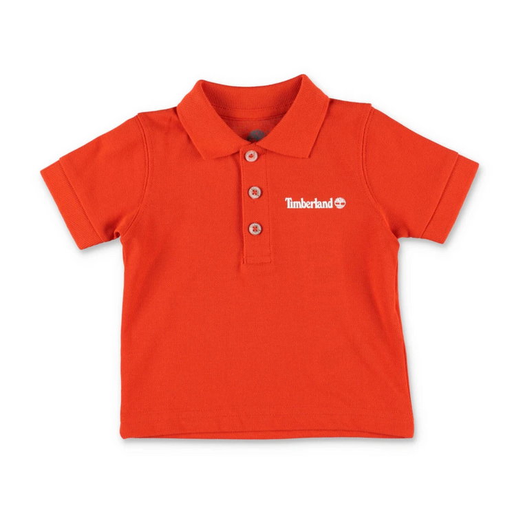 Timberland polo arancione in piquet di cotone bambino|Orange cotton piquet boy Timberland polo Timberland