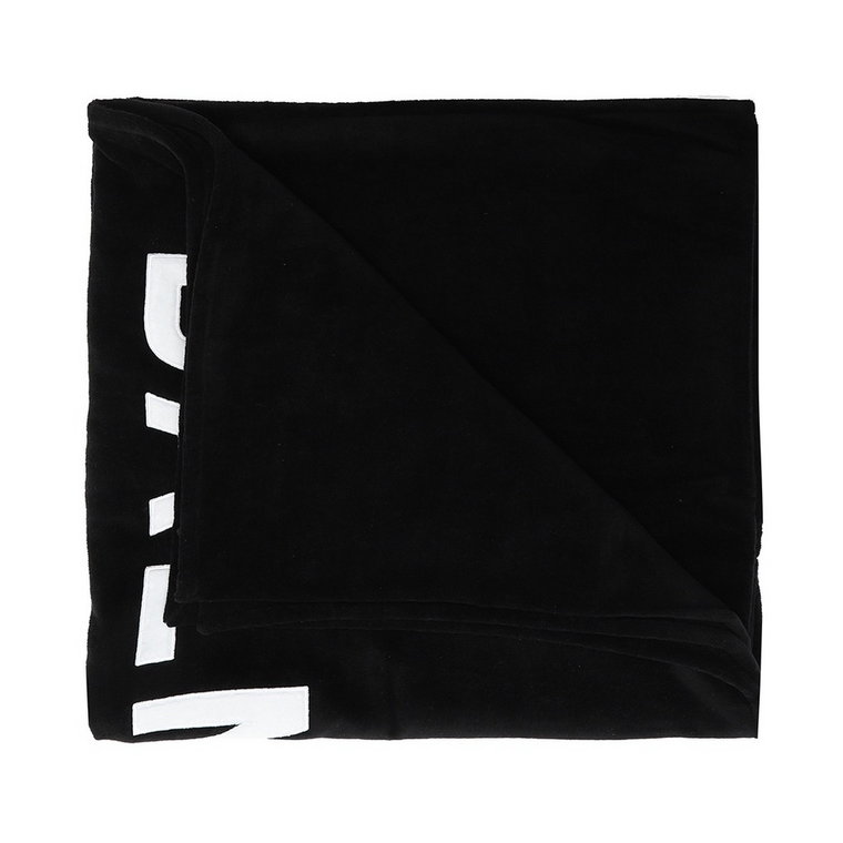 Czarny bawełniany ręcznik z naszywką z logo Balmain