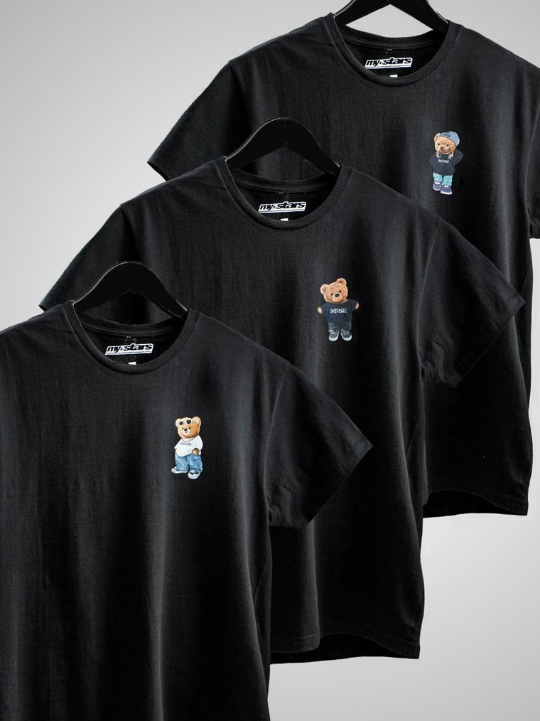 Zestaw 3 T-Shirtów Męskich Czarnych MyStars Mini 90s Bear