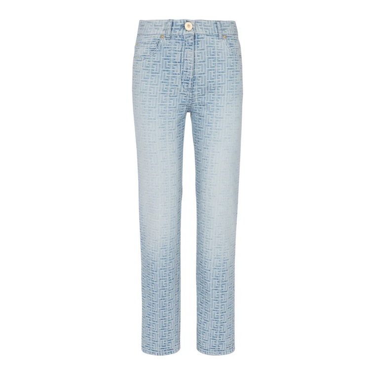 Monogramowane jeansy straight-cut Balmain