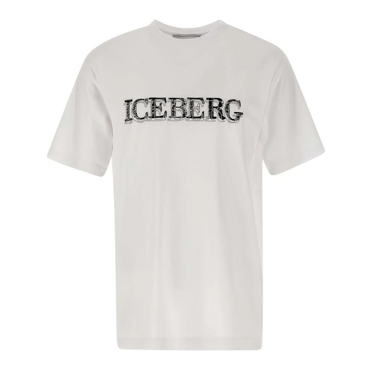 Męska Biała Koszulka z Logo Iceberg