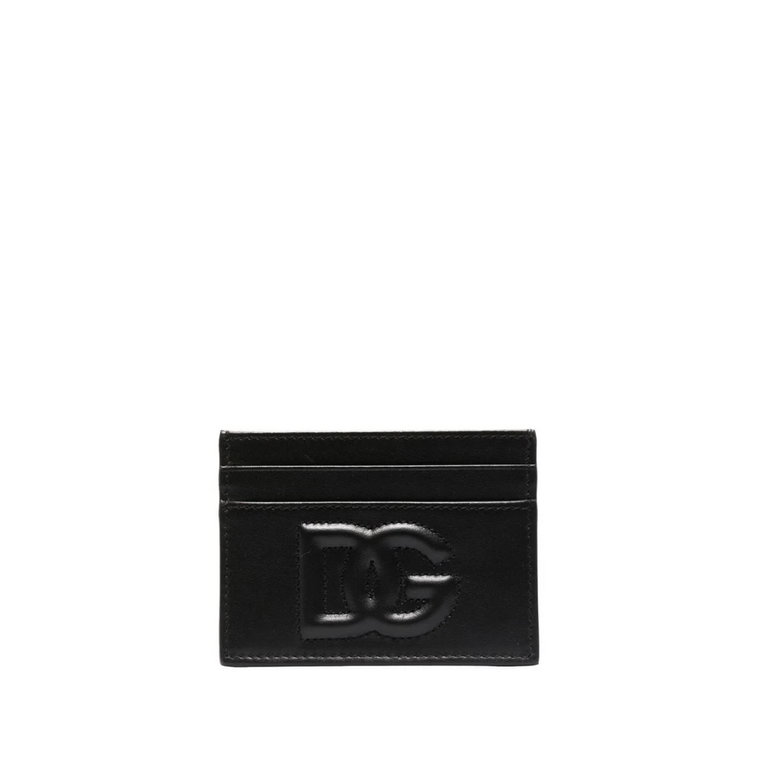 Czarna skórzana portmonetka z pikowanym wzorem monogramu Dolce & Gabbana
