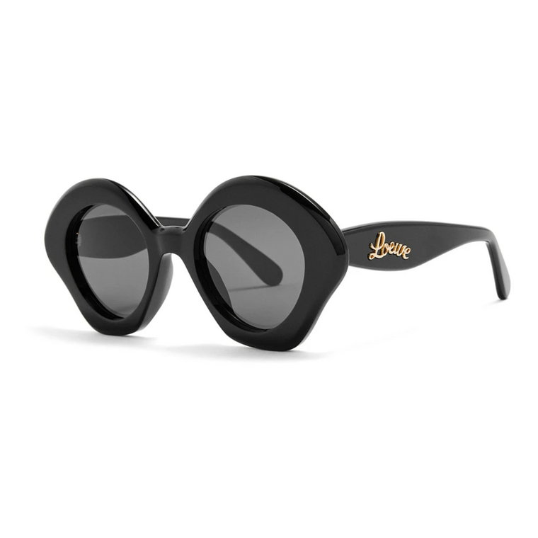 Okrągłe Czarne Okulary Przeciwsłoneczne z Szarymi Szkłami Loewe
