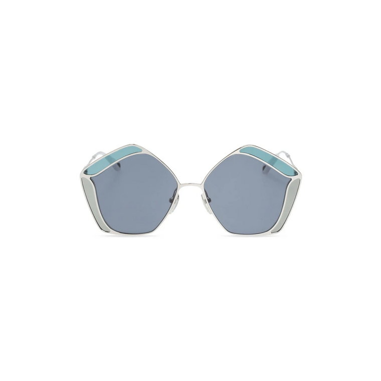 Stylowe srebrne okulary przeciwsłoneczne z niebieskimi certyfikowanymi soczewkami Chloé