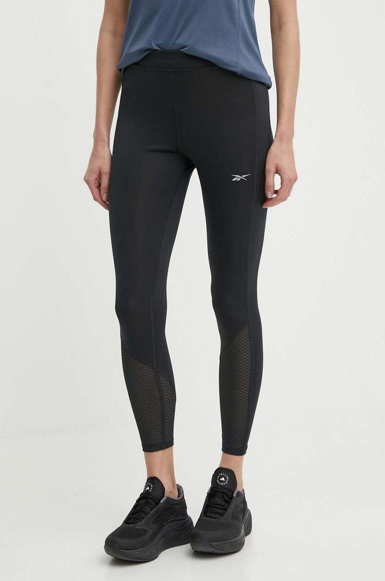 Reebok legginsy do biegania kolor czarny gładkie 100075408