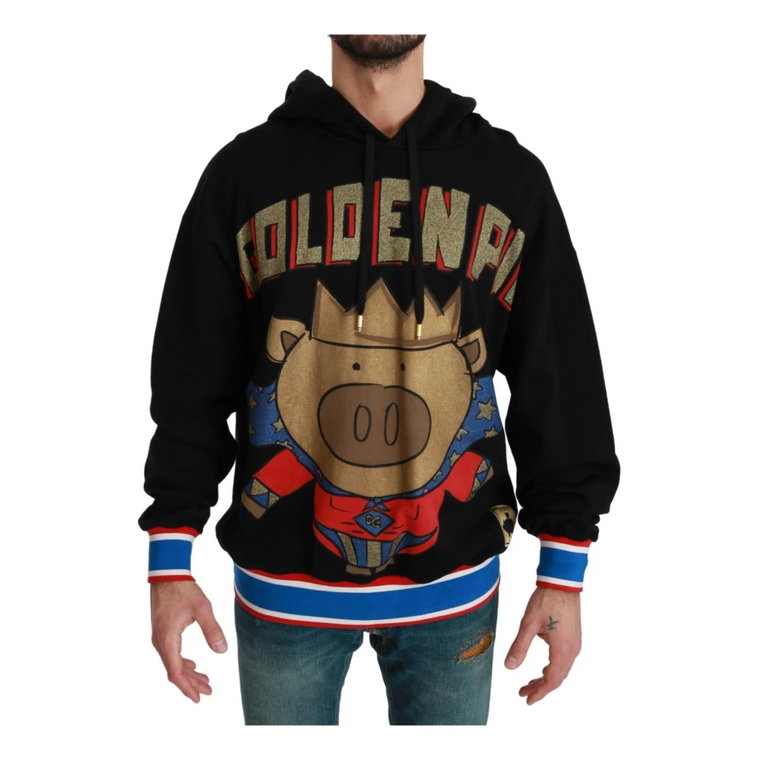 Black Sweater Pig of the Year Hooded Dolce & Gabbana