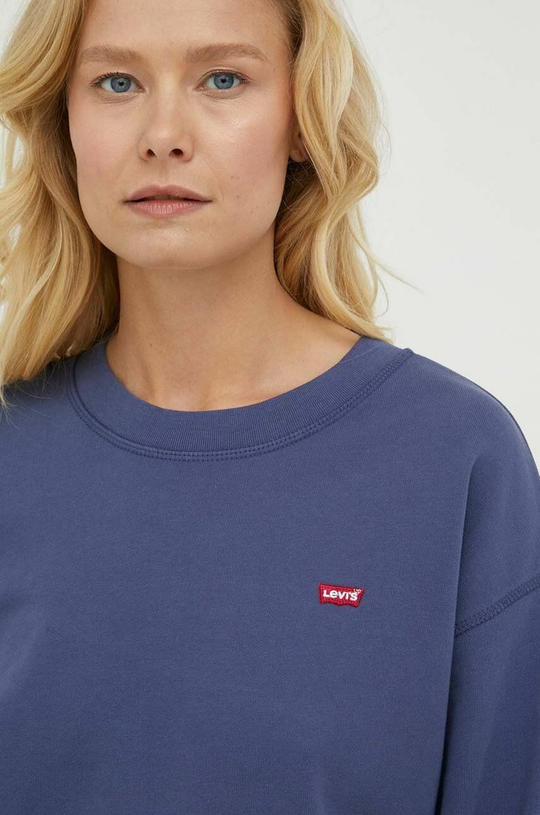 Levi's bluza bawełniana damska kolor granatowy gładka