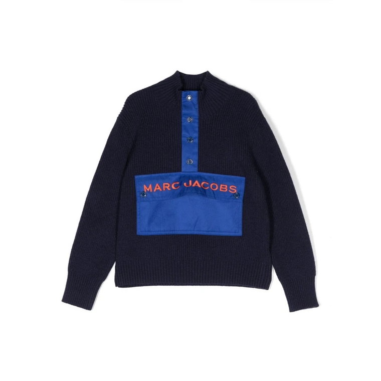 Niebieski Sweter Dziecięcy z Haftowanym Logo Marc Jacobs
