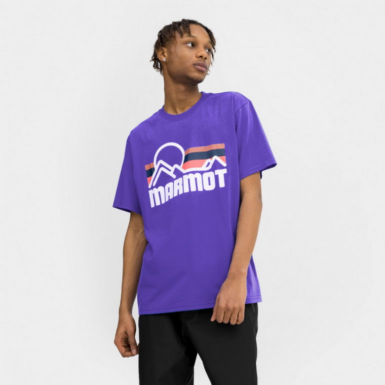 Męski t-shirt z nadrukiem Marmot Coastal - niebieski