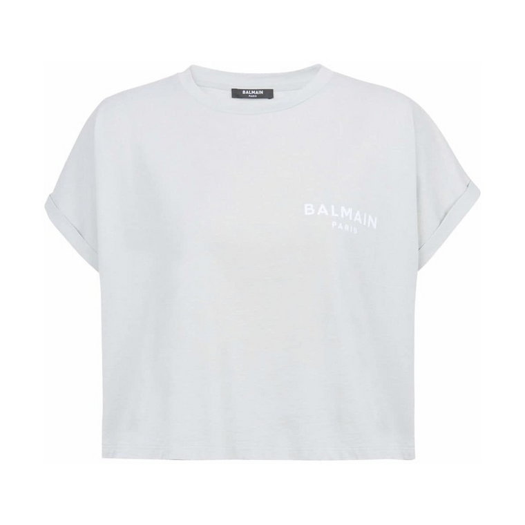 Krótka koszulka z nadrukiem logo Balmain