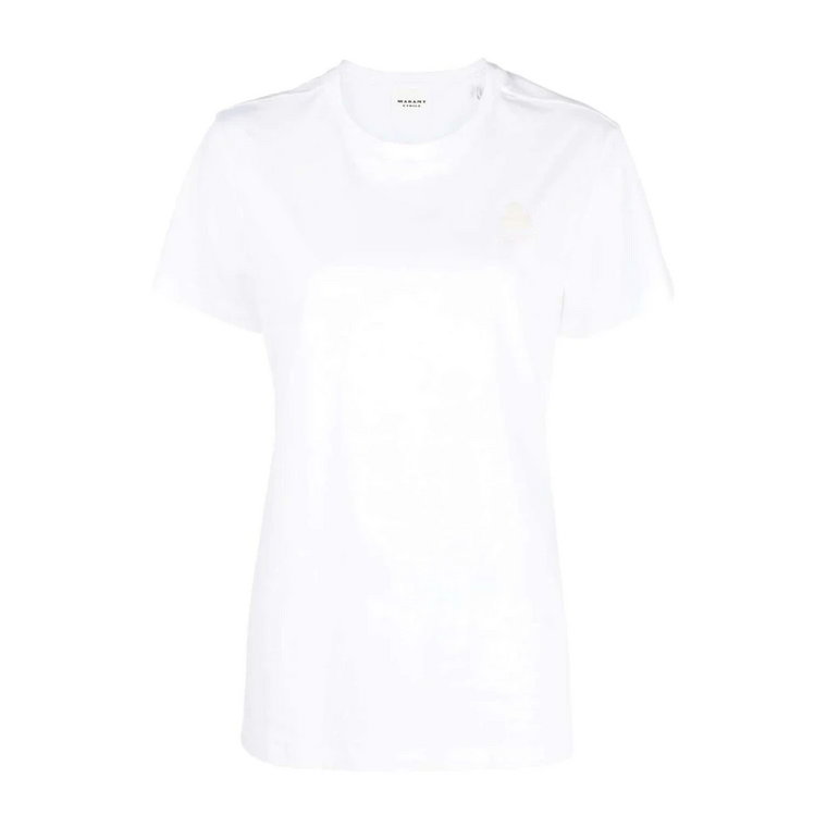 Biała koszulka z haftowanym logo, ekologiczna bawełna Isabel Marant Étoile