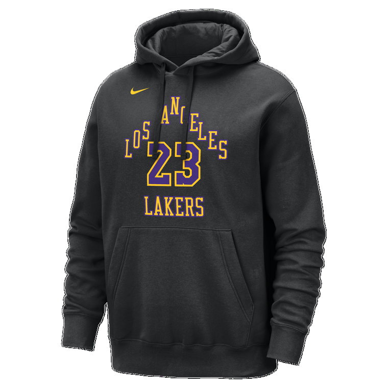 Męska bluza z kapturem Nike NBA LeBron James Los Angeles Lakers Club Fleece City Edition - Czerń
