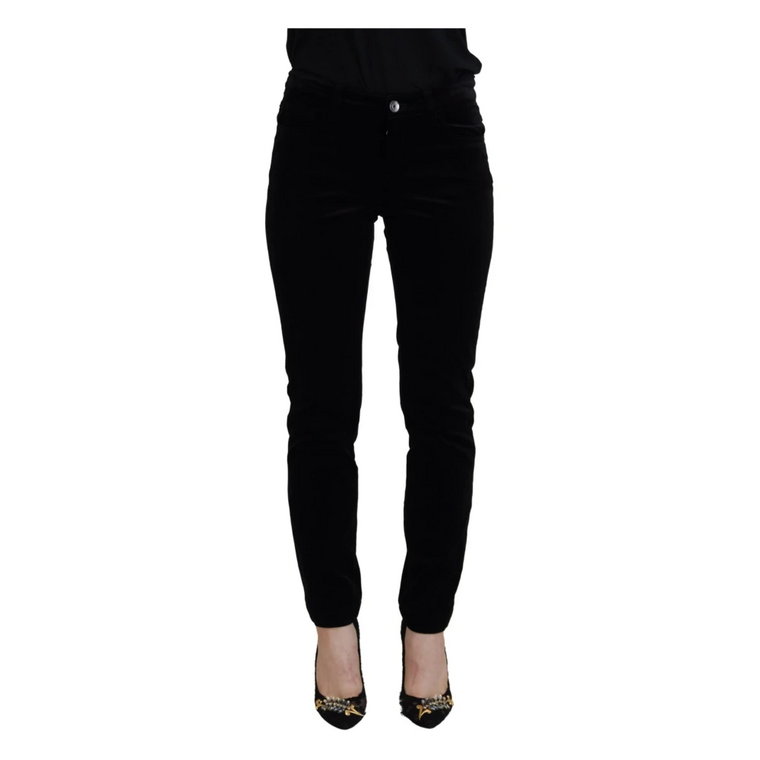 Czarne Wąskie Jeansy z Bawełny o Średnim Stanie Dolce & Gabbana