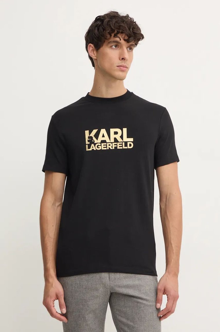 Karl Lagerfeld t-shirt męski kolor czarny z nadrukiem 544235.755087