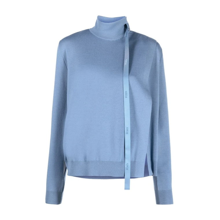 Projektantka Niebieski Sweter z Wełny Fendi