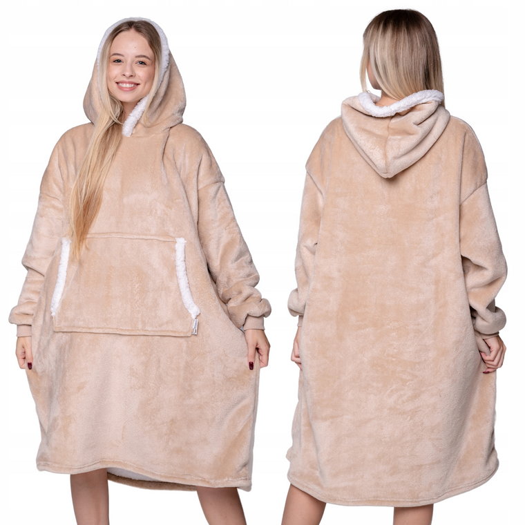 Koc Bluza Oversize Ciepła 2W1 Gruba XXL Futrzak Kocobluza