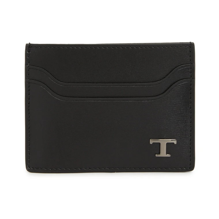 Czarny skÃrzany portfel na karty dla mÄÅczyzn Tod's