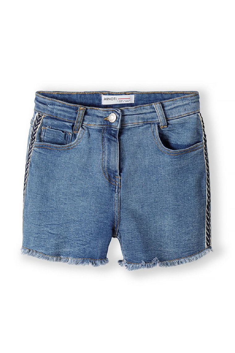 Jeansowe krótkie spodenki z lamówkami dla dziewczynki