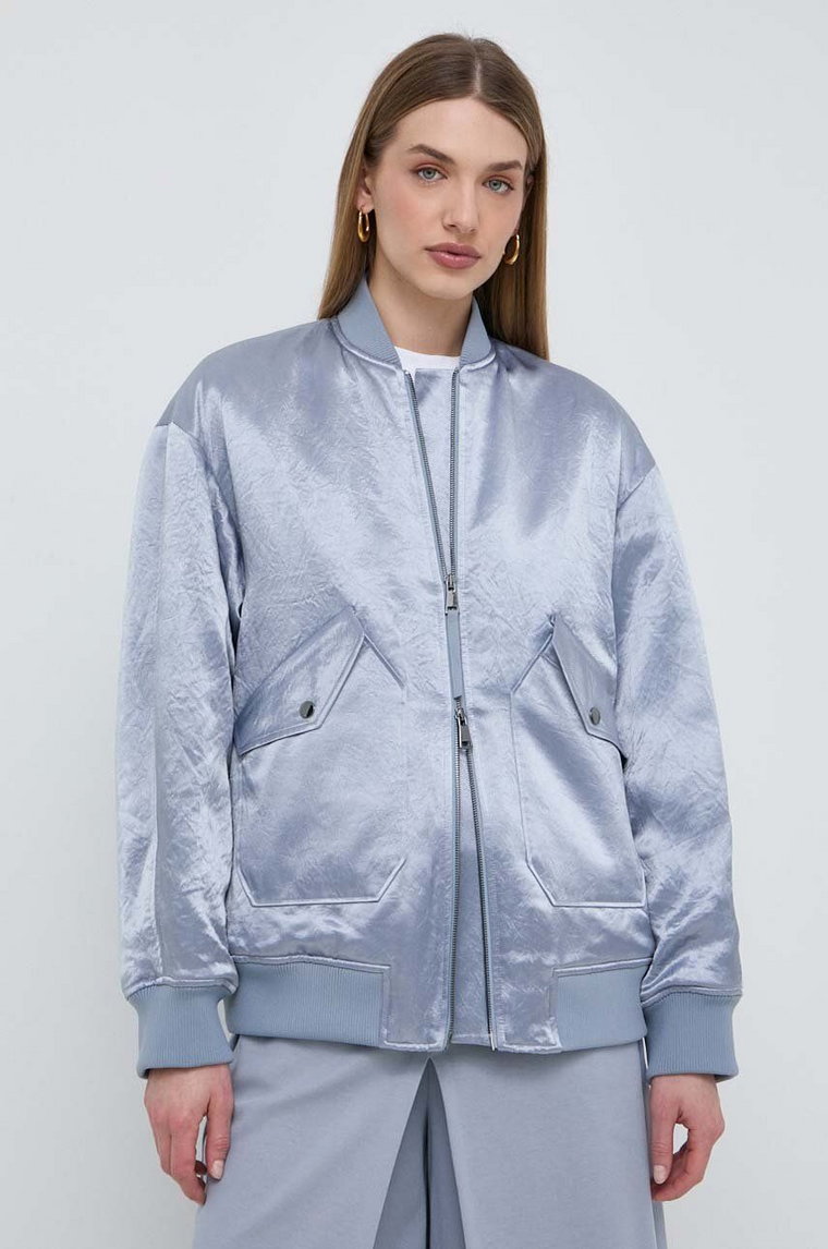 Max Mara Leisure kurtka bomber damski kolor niebieski zimowa oversize 2416481038600