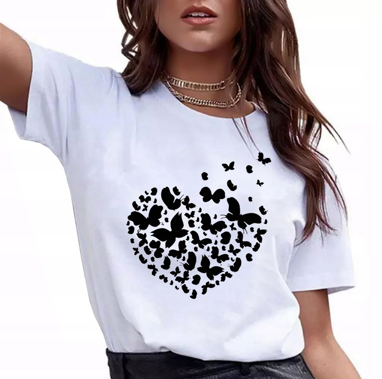 Bluzka koszulka damska z nadrukiem serce XXL
