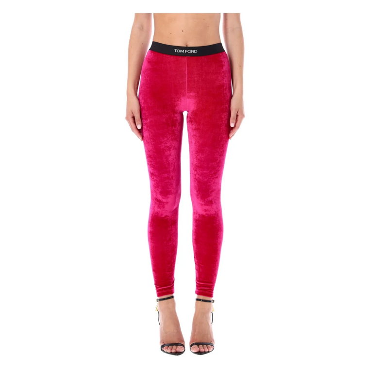 Malinowe Legginsy z Logo Band Velvet Tom Ford