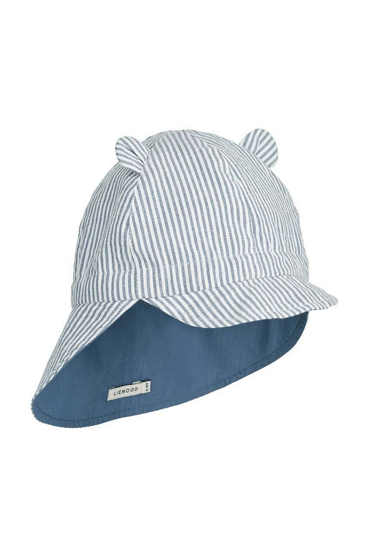 Liewood czapka dwustronna bawełniana dziecięca kolor niebieski wzorzysta