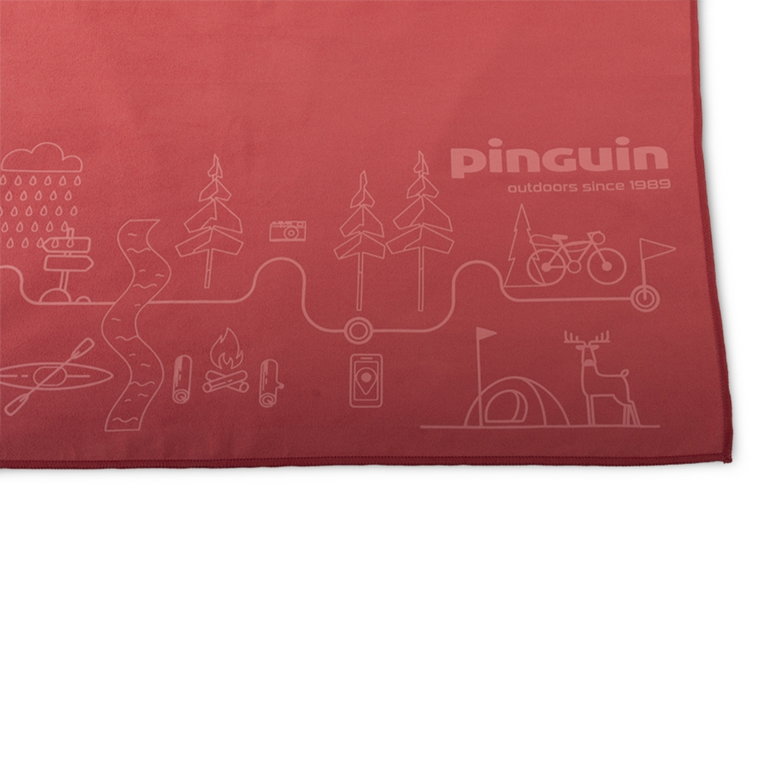 Ręcznik szybkoschnący Pinguin Micro Towel S Mapa 40x40 red - ONE SIZE