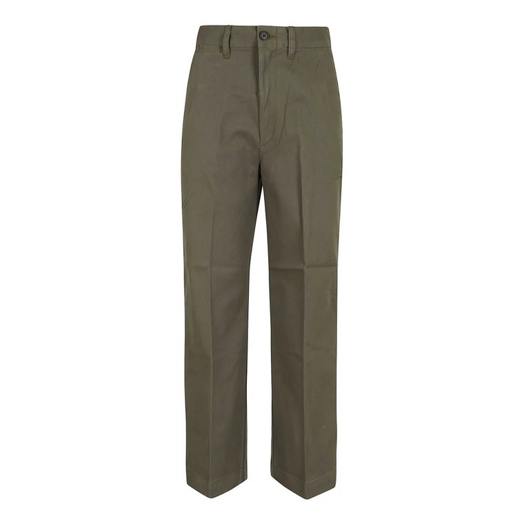 Oliwkowe Spodnie Cropped Flat Front Polo Ralph Lauren