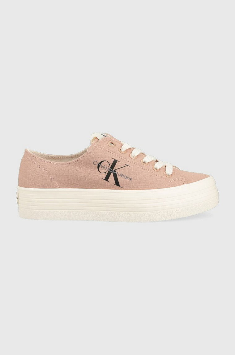 Calvin Klein Jeans tenisówki VULC FLATFORM ESSENTIAL MONO damskie kolor beżowy YW0YW01030