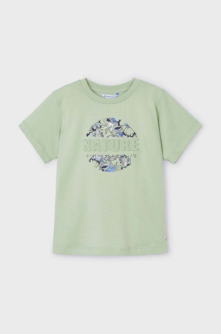 Mayoral t-shirt bawełniany dziecięcy kolor zielony z nadrukiem