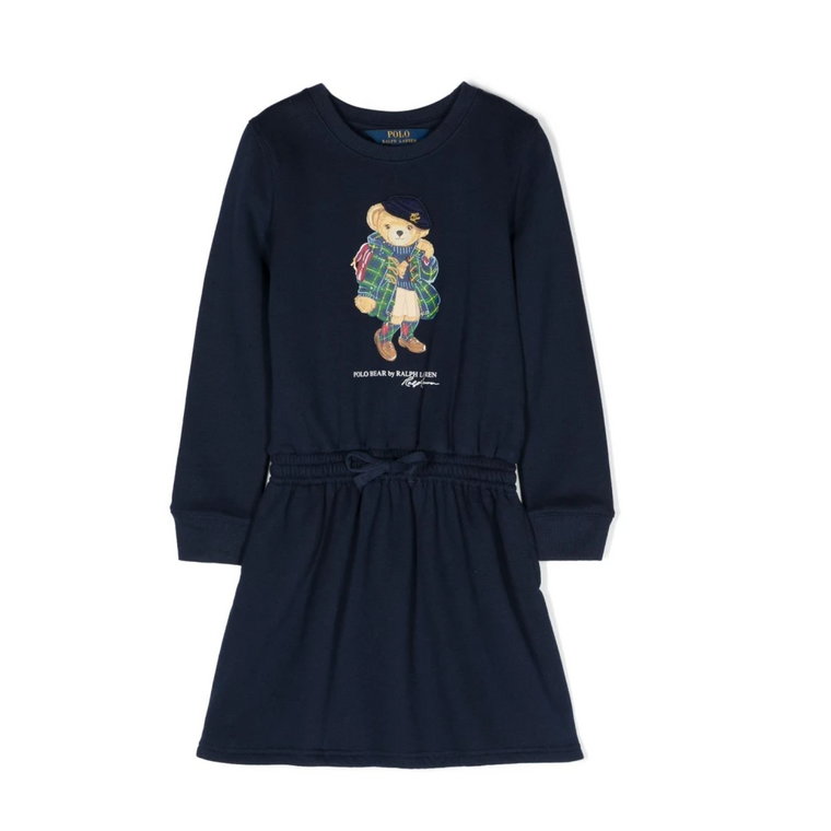 Francuska granatowa Sukienka Bearfleecedr na dzień Polo Ralph Lauren