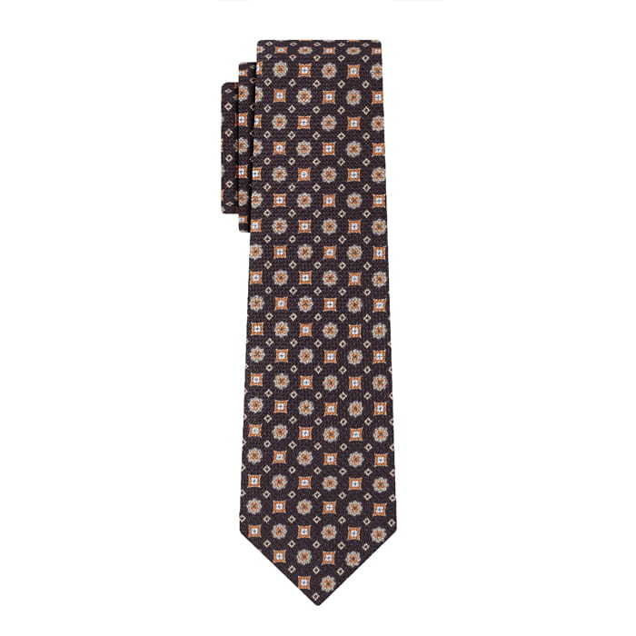 Krawat brązowy we wzory EM 18
