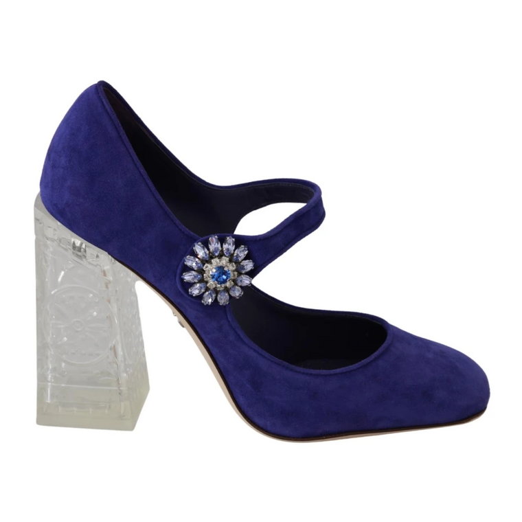 Purple Suede Crystal Pumps Heels Shoes Dolce & Gabbana