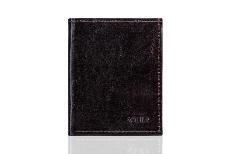 Brązowe skórzane portfel etui na paszport SOLIER SW07