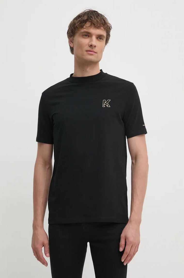 Karl Lagerfeld t-shirt męski kolor czarny z nadrukiem 544221.755030