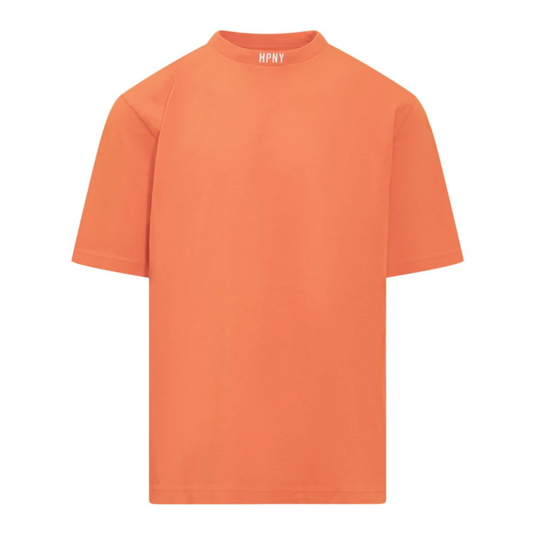 Pomarańczowa koszulka z krótkim rękawem i haftowanym logo Heron Preston