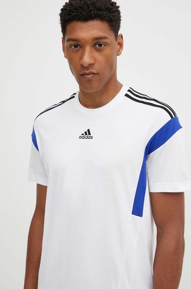adidas t-shirt bawełniany męski kolor biały wzorzysty JJ1533
