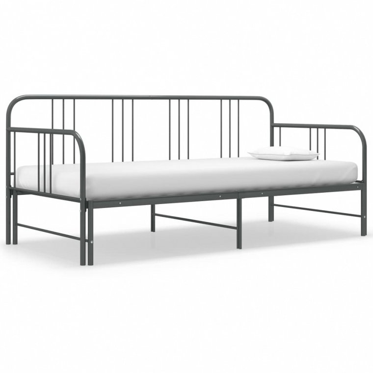 Sofa z wysuwaną ramą łóżka, szara, metalowa, 90x200 cm kod: V-324754