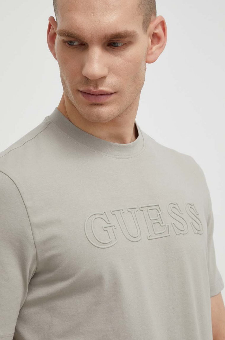 Guess t-shirt ALPHY męski kolor szary z aplikacją Z2YI11 J1314