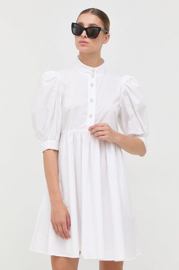 Custommade sukienka bawełniana kolor biały mini rozkloszowana
