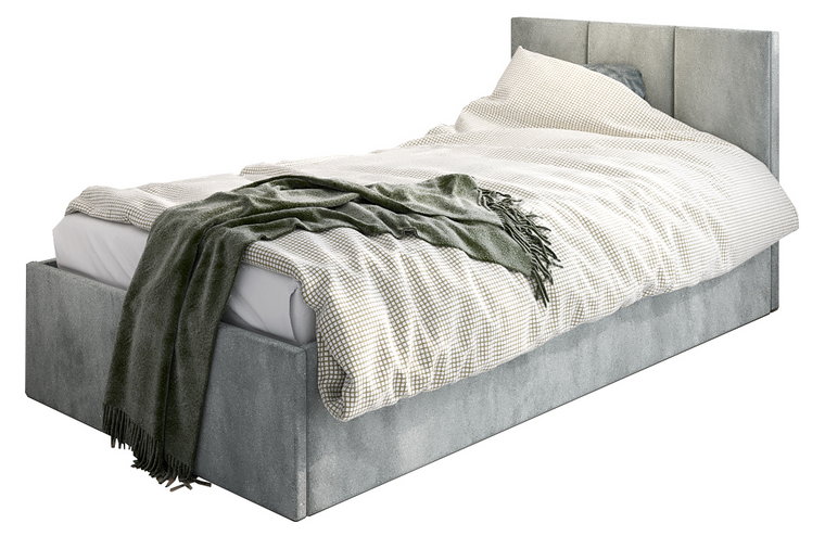 Popielate łóżko tapicerowane z zagłówkiem Barnet 6X - 3 rozmiary