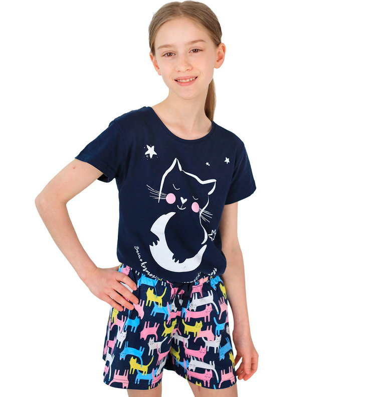 Piżama dziecięca piżamka dziewczęca bawełniana 134 z Kotem Endo