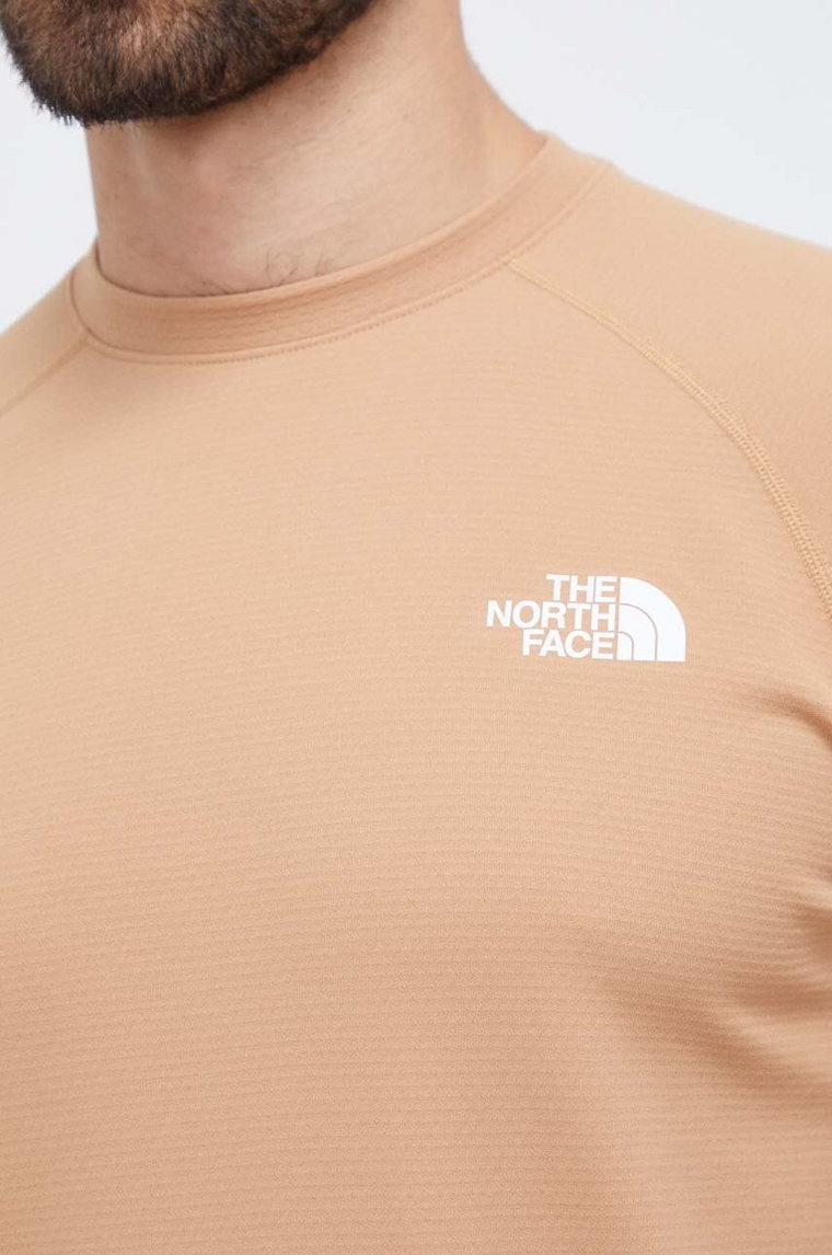 The North Face longsleeve funkcyjny Dragline kolor brązowy